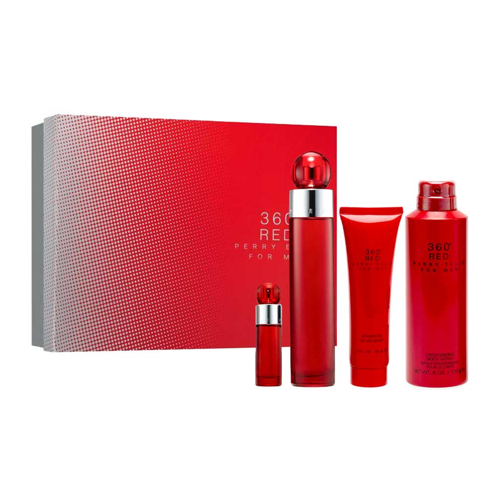 360 Red Estuche 4 Piezas Caballero Eau de Toilette 100ml + Gel de Baño 90ml + Desodorante + Miniatura 10ml