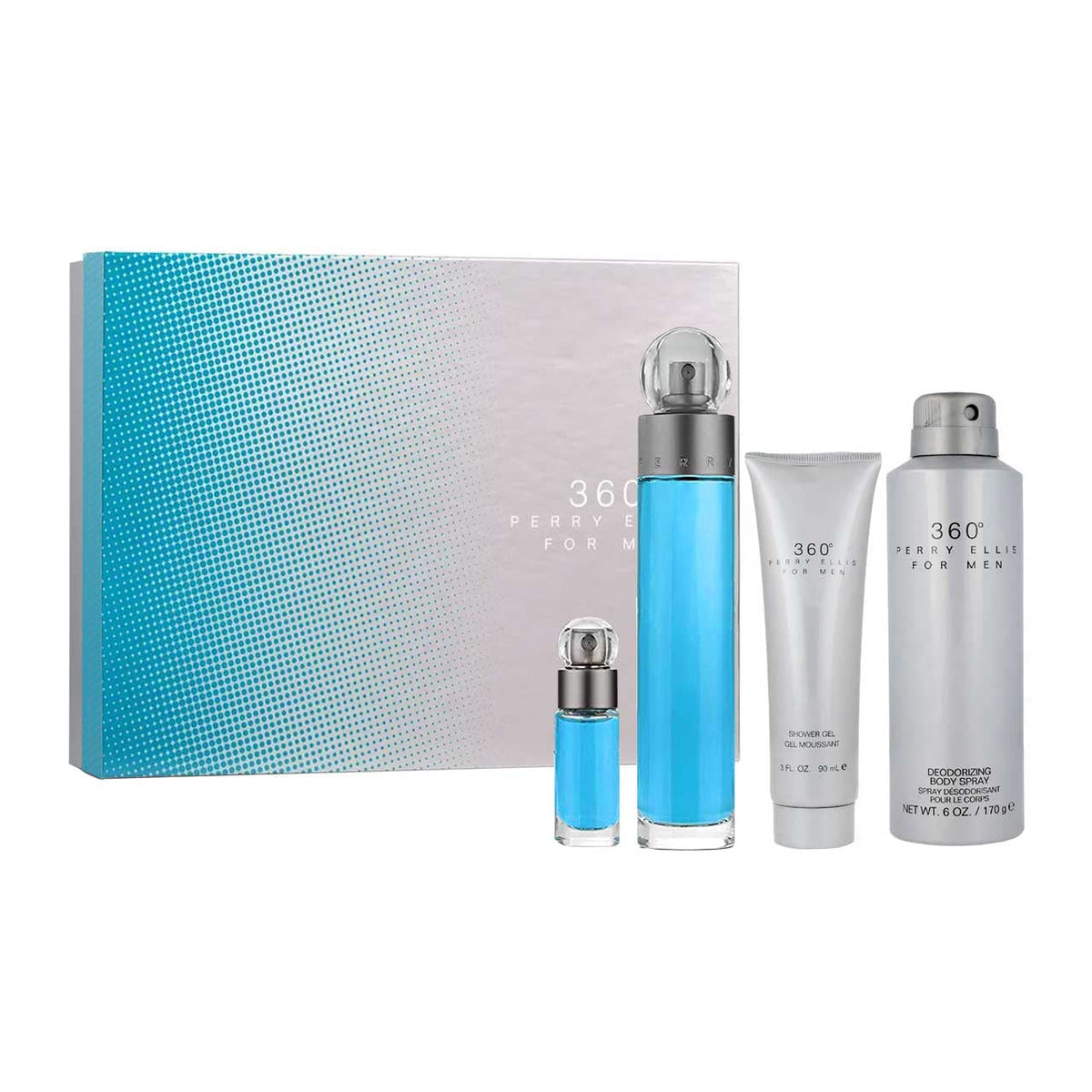 360 Men Estuche 4 Piezas Caballero Eau de Toilette 100ml + Gel de Baño 50ml + Desodorante + Miniatura 7.5ml