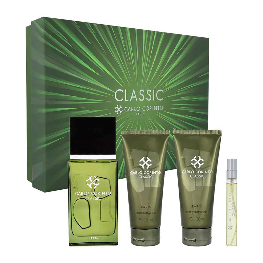 Estuche 4 Piezas Caballero Eau de Toilette 100ml + Shampoo Corporal 100ml + Crema de Afeitar Gel 100ml + Miniatura 10ml