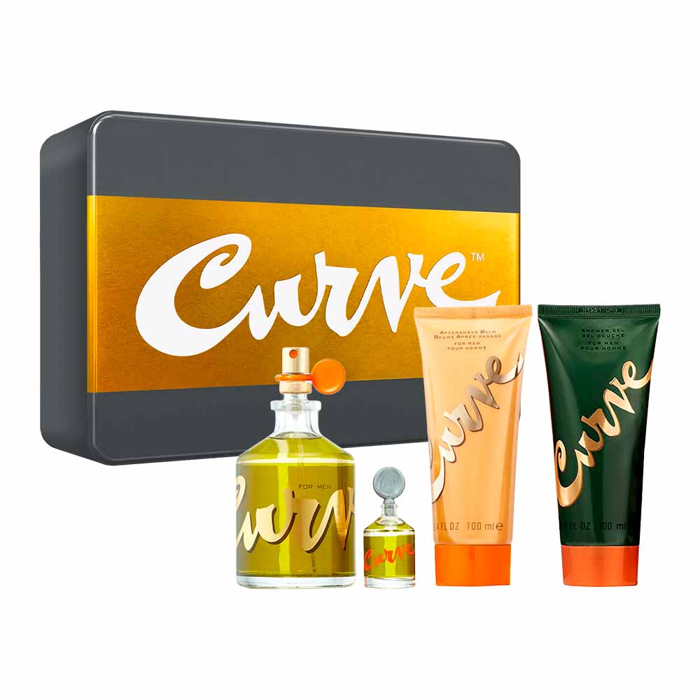 Curve Estuche 4 Piezas Caballero Eau de Cologne 125ml + Balsamo para Afeitado 100ml + Gel de Baño 75ml + Miniatura 7.5ml