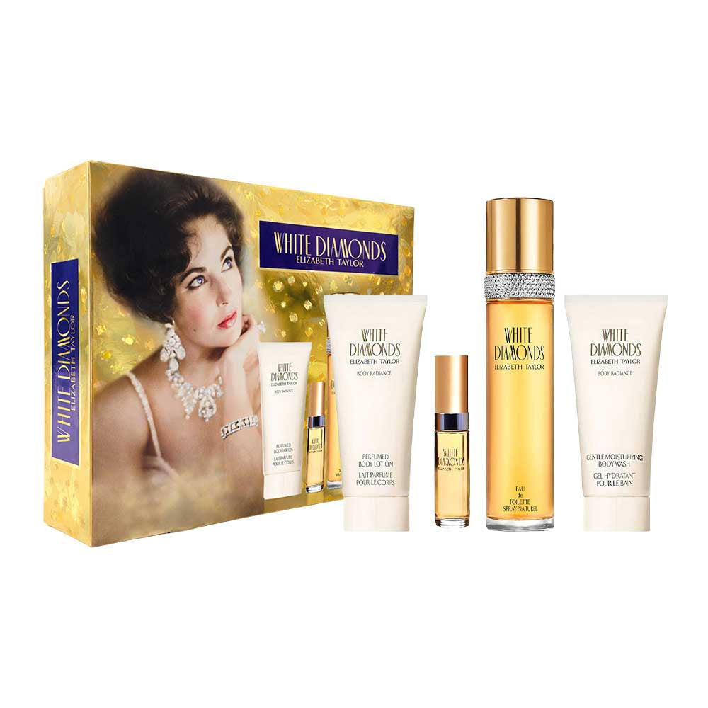 White Diamonds Estuche 4 Piezas Dama Eau de Toilette 100ml + Gel de baño 100ml + Locion Corporal 100ml + Miniatura 10ml