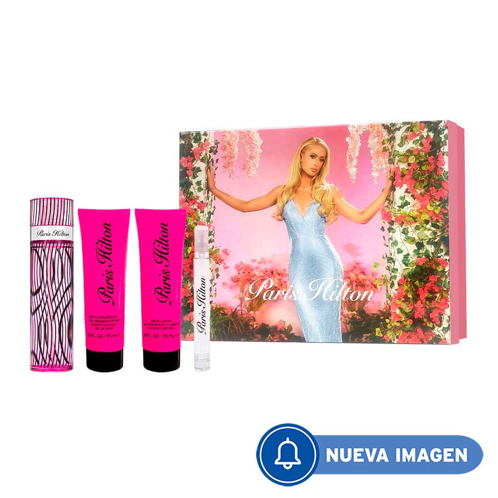Estuche 4 Piezas Dama Eau de Parfum 100ml + Locion Corporal 90ml + Gel de baño 90ml + Miniatura 10ml