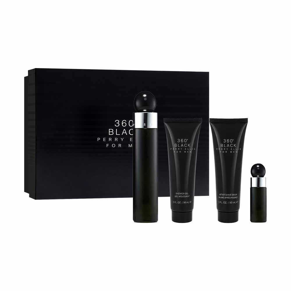 360 Black Estuche 4 Piezas Caballero Eau de Toilette 100ml + Gel de Baño 90ml + Crema de Afeitar 90ml + Miniatura 7.5ml
