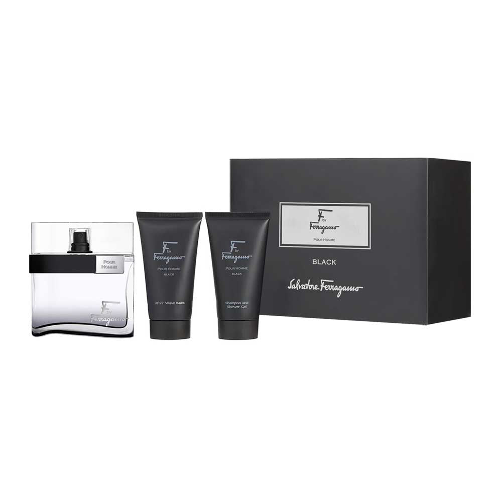 F by Ferragamo Black Estuche 3 Piezas Caballero Eau de Toilette 100ml + Gel de Baño 75ml + Crema de Afeitar 75ml