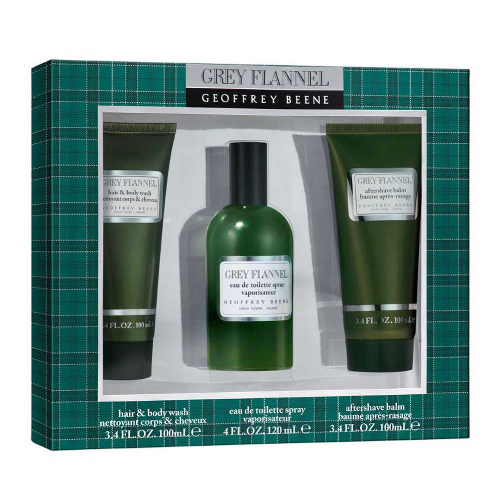 Franela Gris Estuche 3 Piezas Caballero Eau de Toilette 120ml + Crema de Afeitar 100ml + Gel de Baño 100ml