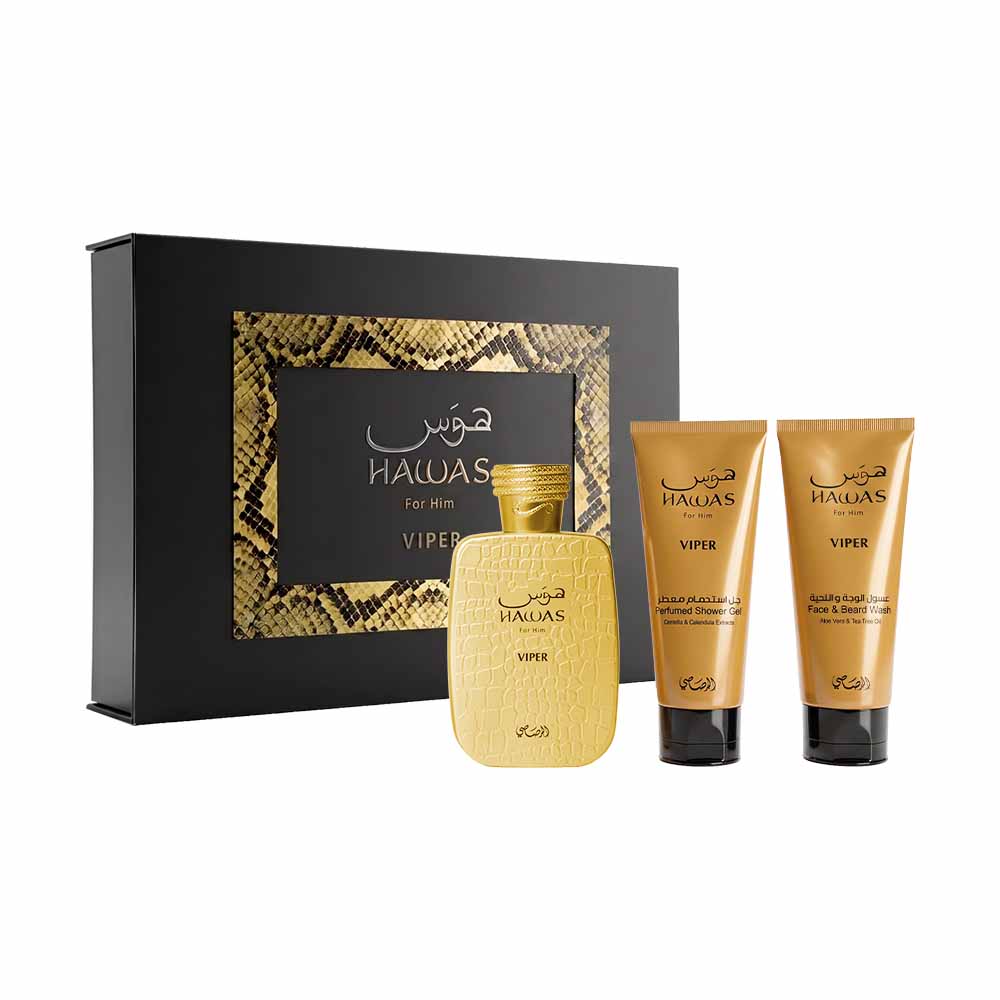 Hawas Viper Estuche 3 Piezas Caballero Eau de Parfum 100ml + Limpiador de Rostro y Barba 100ml + Gel de Baño 100ml