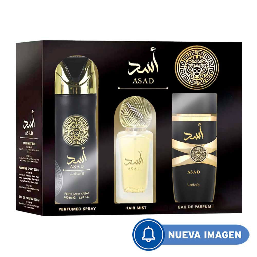 Asad Estuche 3 Piezas Caballero Eau de Parfum 100ml + Air Freshencer 300ml + Perfume spray 200ml