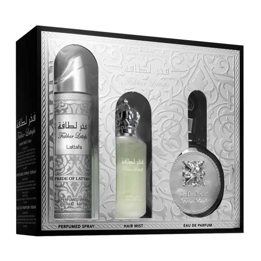 Lattafa Fakhar Black Estuche 3 Piezas Hombre EDP 100ml + Perfume Spray 200ml + Hair Mist 50ml