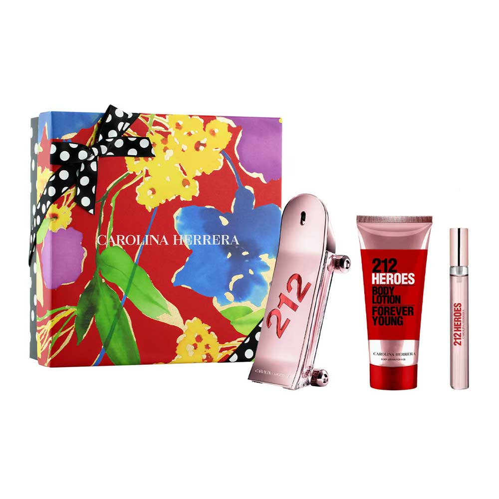 212 Heroes Estuche 3 Piezas Dama Eau de Parfum 80ml + Locion Corporal 100ml + Miniatura 10ml