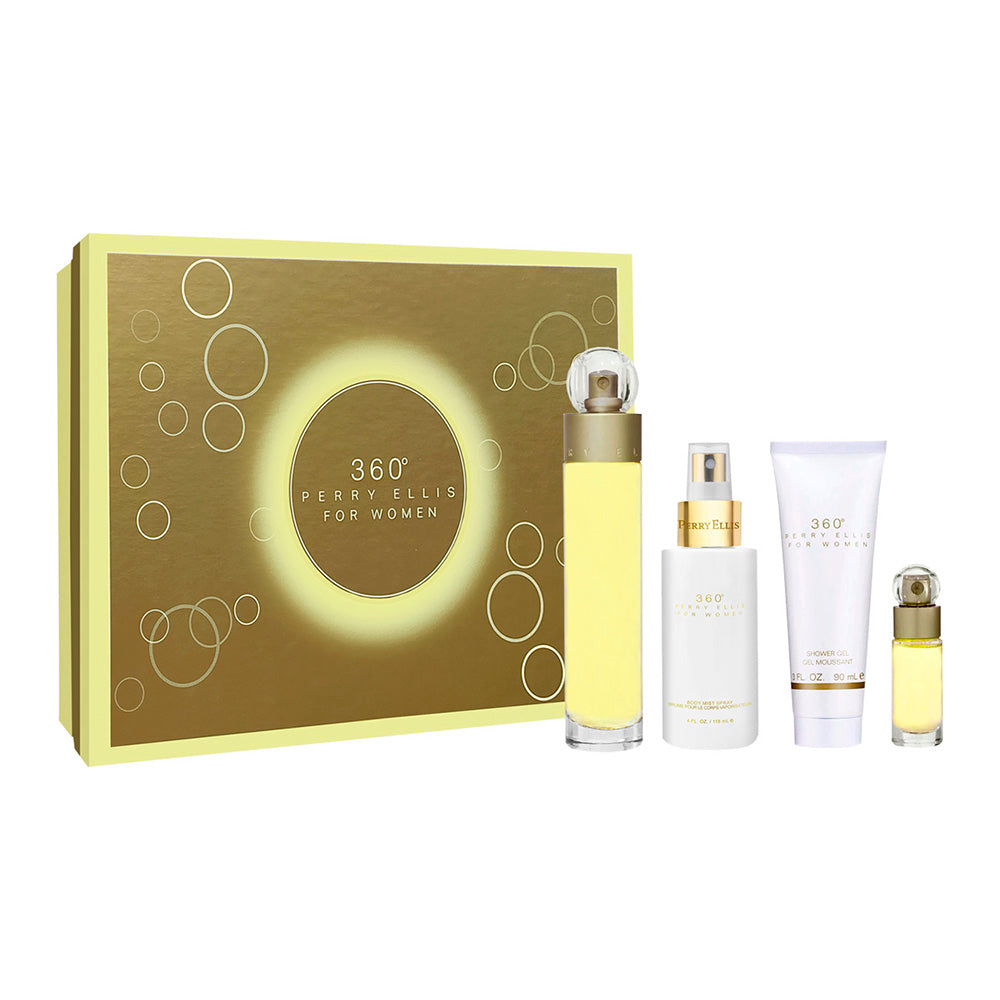 360 Woman Estuche 4 Piezas Dama Eau de Toilette 100ml + BODY MIST 118ml + Gel de Baño 90ml + Miniatura 7.5ml