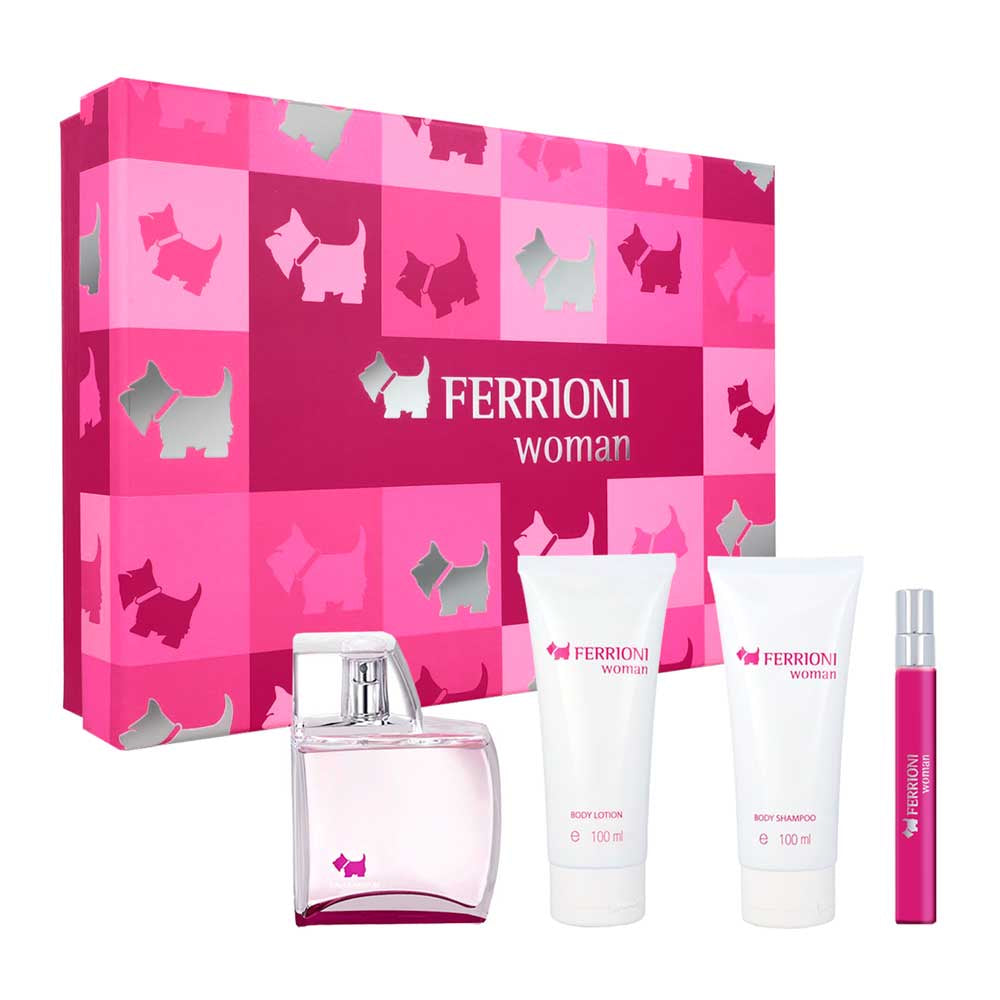 Estuche 4 Piezas Dama Eau de Parfum 100ml + Locion Corporal 100ml + Shampoo Corporal 100ml + Miniatura 10ml