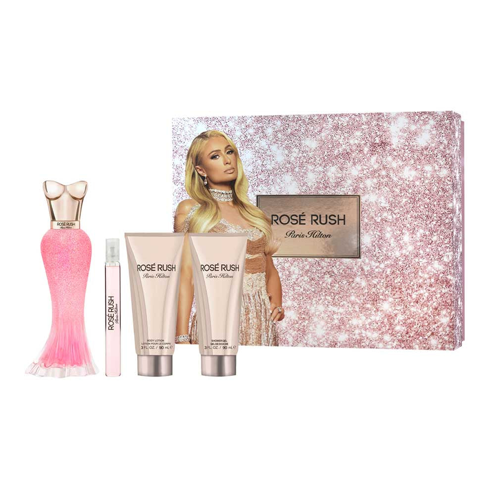 Rosé Rush by Paris Hilton Estuche 4 Piezas Dama Eau de Parfum 100ml + Locion Corporal 90ml + Gel de Baño 90ml + Miniatura 10ml