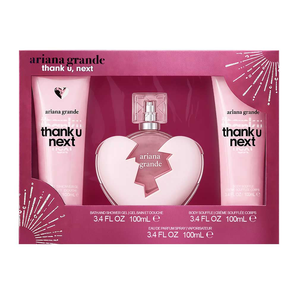 Thank U Next Estuche 3 Piezas Dama Eau de Parfum 100ml + Locion Corporal 100ml + Gel de Baño 100ml